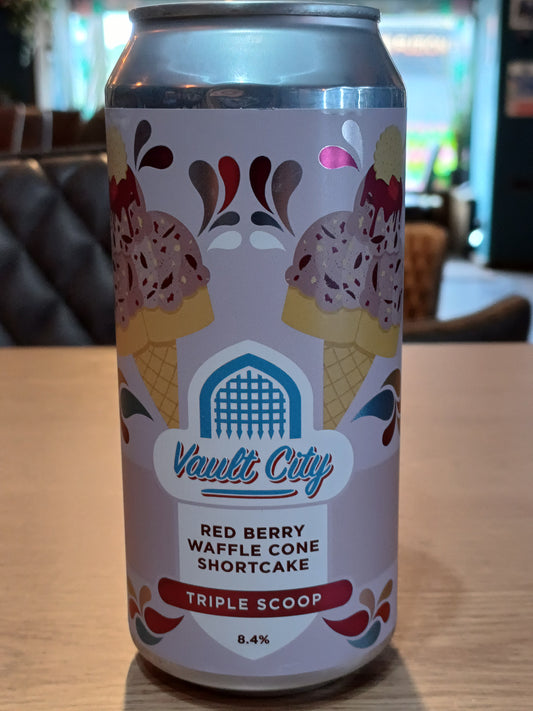 Vault City Red Berry Waffle Cone Shortcake Triple Scoop 8.4% 440ml Can